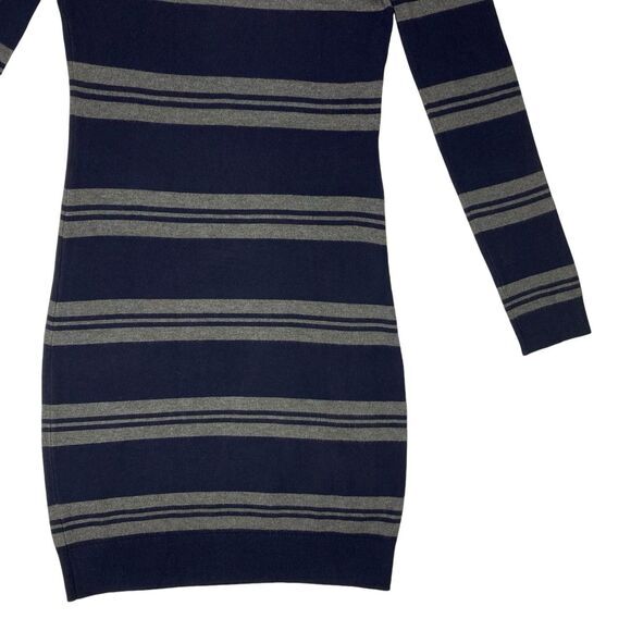 Premise Sweater Dress Women S Navy Blue Striped Stretchy Knit Bodycon Winterwear - Picture 8 of 16